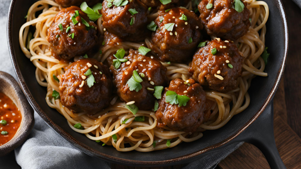 Spinach and Feta Chicken Meatballs with Lemon Spaghetti